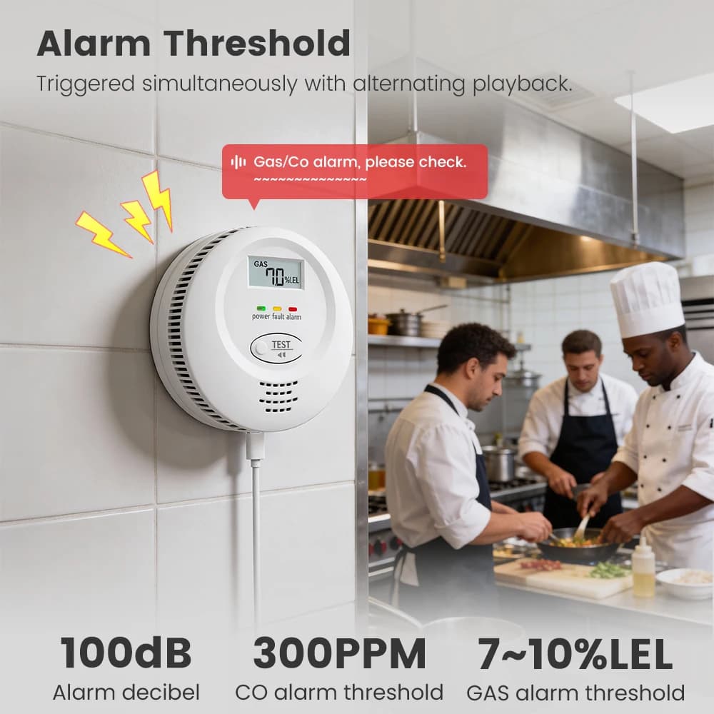 Rilevatore di Gas e Monossido di Carbonio Yieryi con Wi-Fi, Allarme 100dB, Controllo App Smart Life, Autotest in 3 Minuti, Sensore a Soffitto
