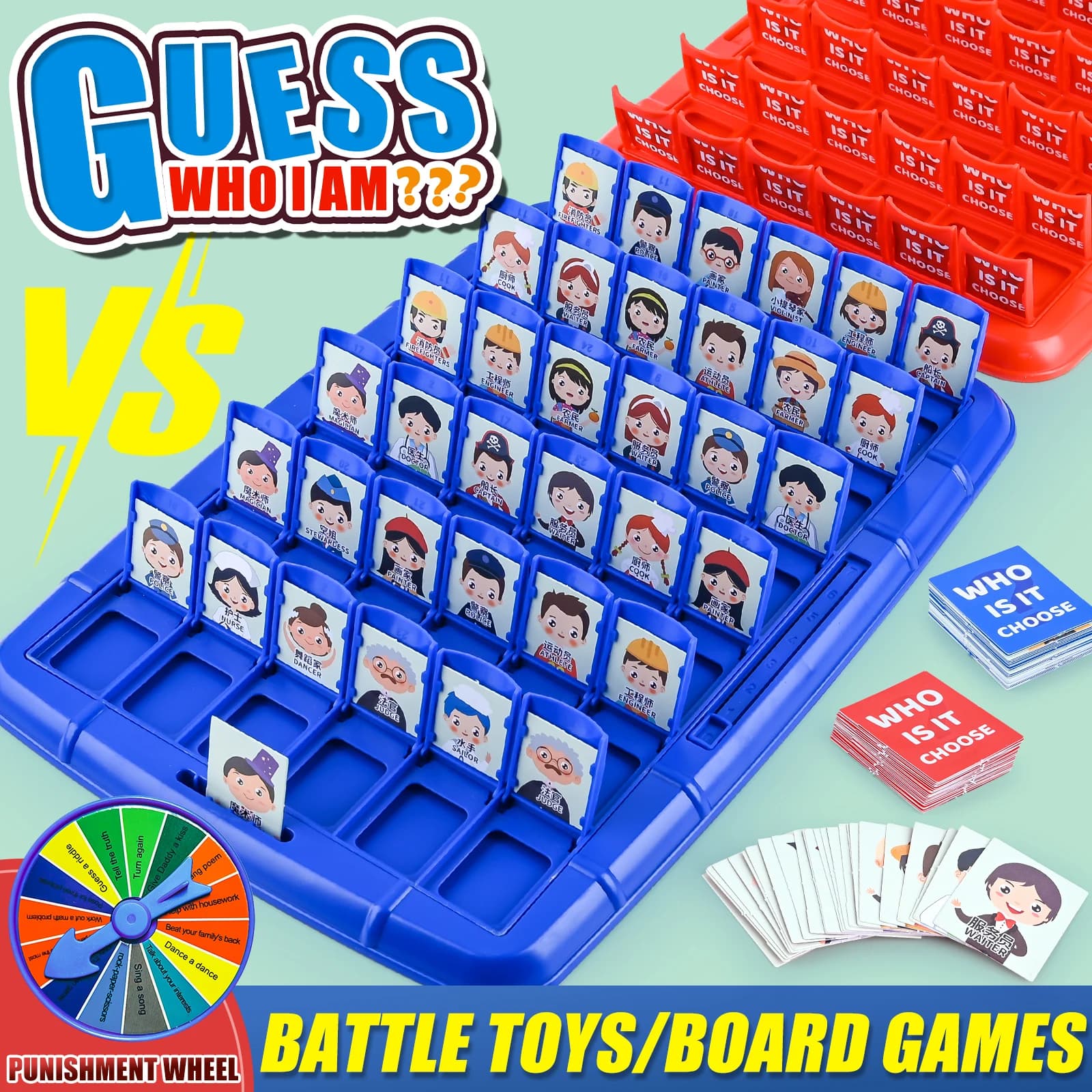 Indovina chi sono, giocattoli puzzle per bambini con carte, pensiero e allenamento logico, gioco da tavolo per due giocatori