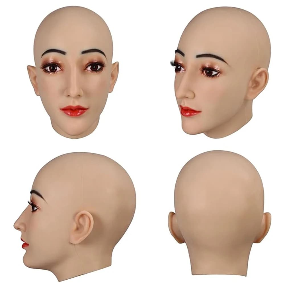 Maschera femminile in silicone Copricapo Cappucci bella ragazza maschera per il viso parodia oggetti di scena per Cosplay Crossdresser donna uomo transgender