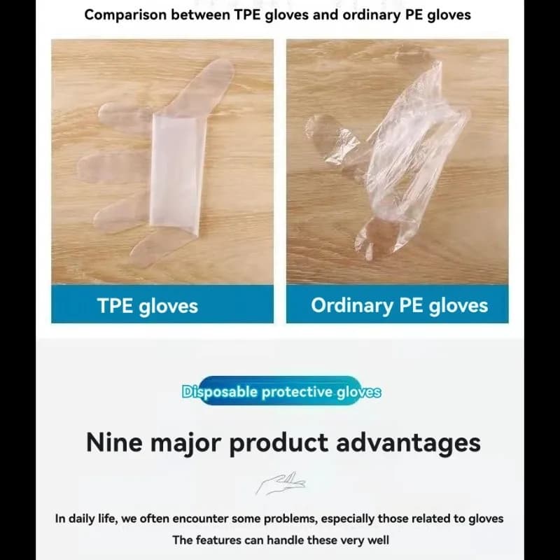A20F-Guanti in plastica usa e getta antiscivolo, trasparenti, 500 paia per servizi di ristorazione e bellezza