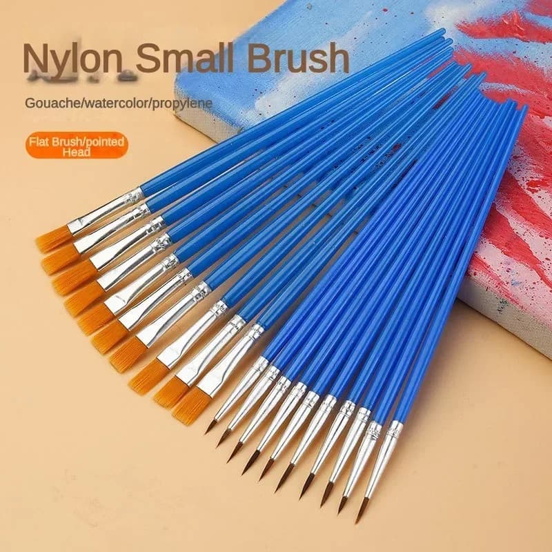 10/20/50Pcs Paint Brushes Set Acrylic with Craft Watercolor Oil Flat Round Pointed Paint Brushes Stationery Art School Supplies