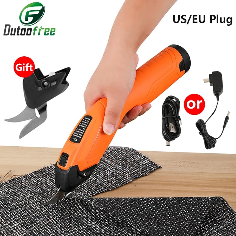 Forbici elettriche ue/usa tessuto ricaricabile senza fili USB cucito forbici portatili utensile elettrico con testa in acciaio legato 2 pezzi