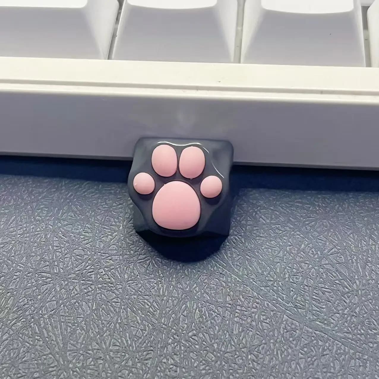 Cuscinetto morbido in silicone a forma di zampa di gatto, tastiera meccanica da gioco personalizzata in lega di alluminio grigia premium, keycap in metallo.