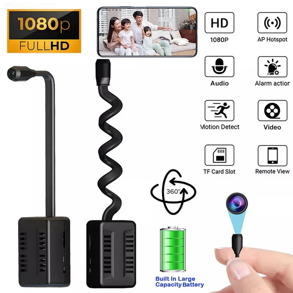 Telecamera di sicurezza Smart 1080P HD Mini WiFi con rilevamento del movimento Telecamera per tata wireless per monitor per neonati e animali domestici