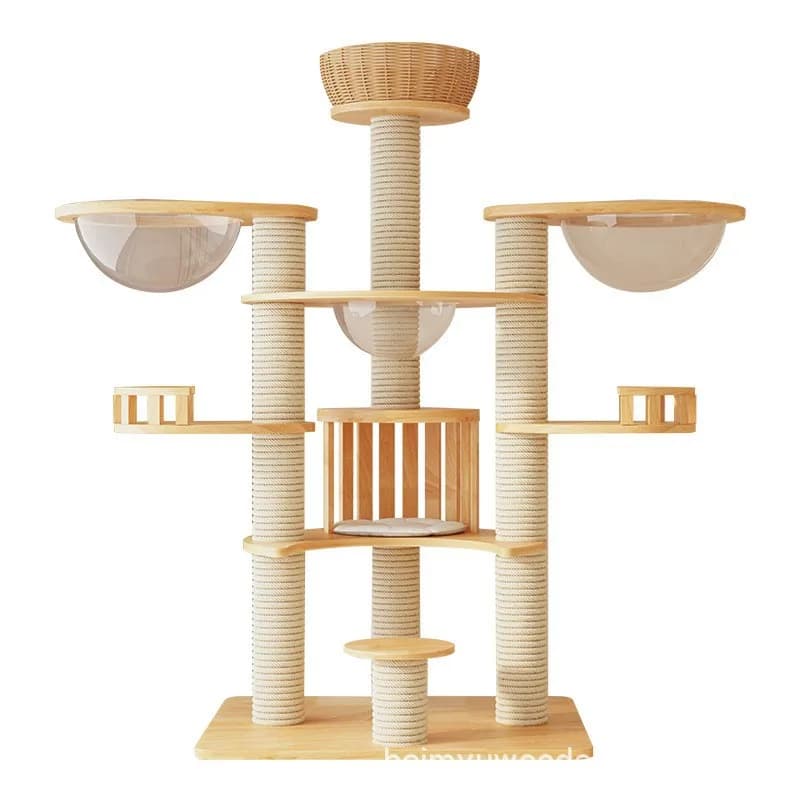 Cat Climbing Frame Solid Wood Large Nest Tree Integrated Scratching Board Luxury Villa Universal Scratching