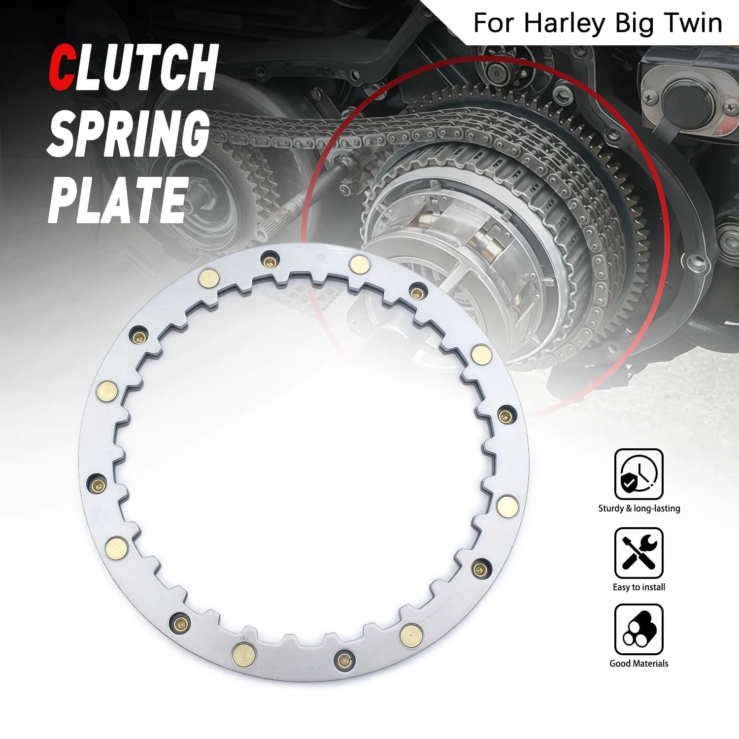 Accessori Moto: Piastra Molla Frizione 37977-90 per Harley Forty Eight 2010-2021, Roadster Iron 883/1200, Sportster 883 1200
