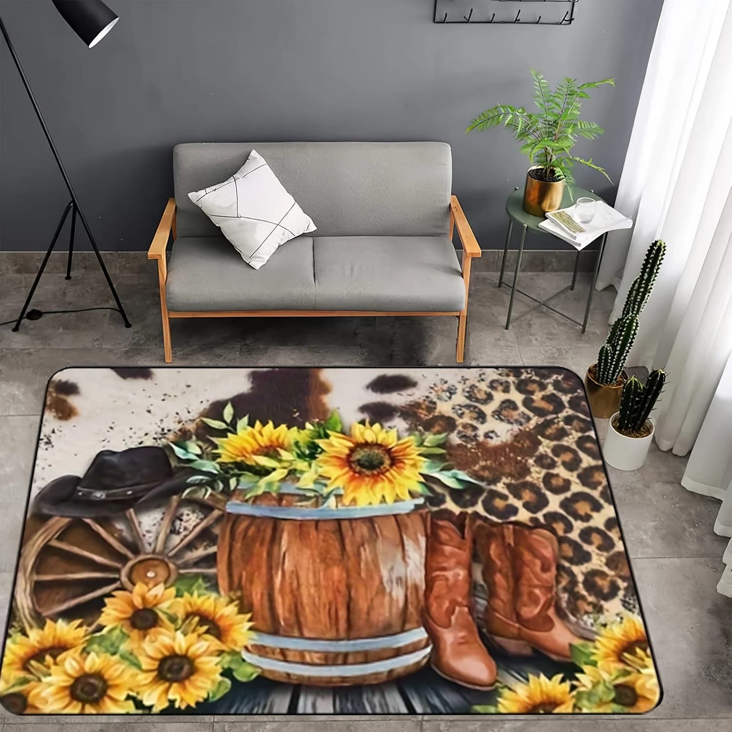 Wolf Flannel Rug Sunset Forest Floor Mat Soft Non-slip Area Carpet for Living Room Bedroom Home Decor