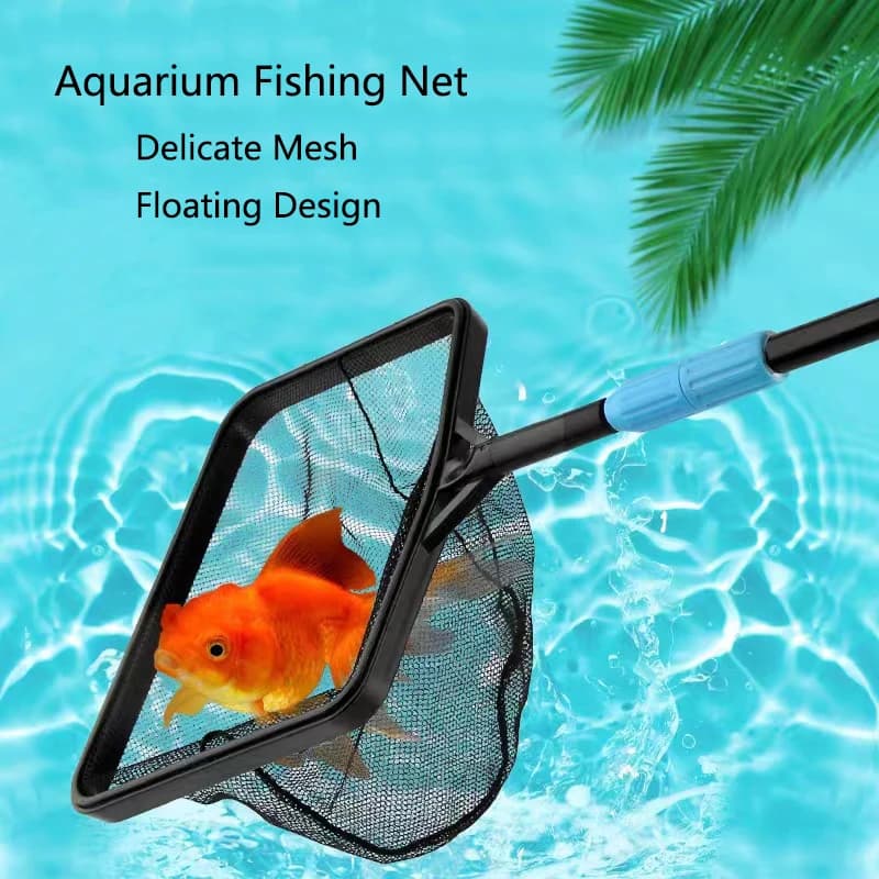 Accessori per la Pulizia di Acquari e Vasche per Pesci e Gamberetti, Rete da Pesca Estensibile con Manico Lungo e Quadrato per Acquari