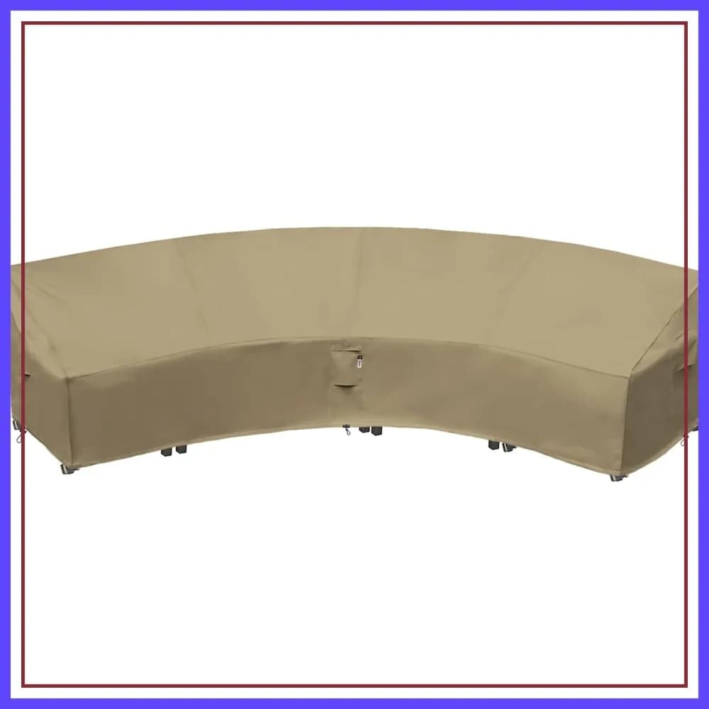Copertura Curva per Mobili da Esterno, per Divano Sezionale da Giardino, 190"(128") Impermeabile 600D, Copertura Protettiva Invernale a Mezzaluna