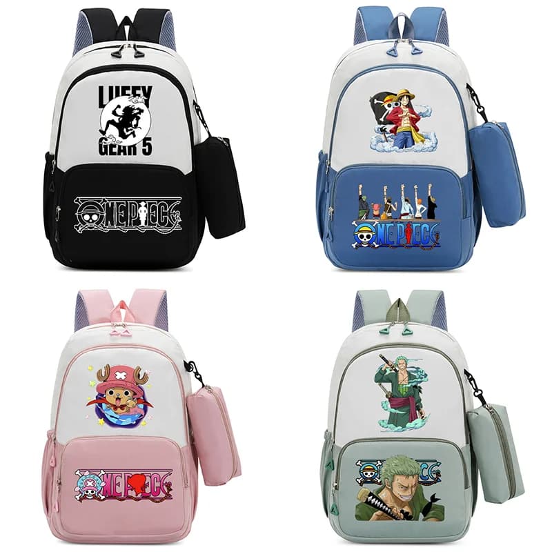 Zaini alla moda per studenti One Piece, zaino con stampa grafica di Luffy Zoro, zaino per ragazzi e ragazze, carino zaino scolastico, regalo per il ritorno a scuola