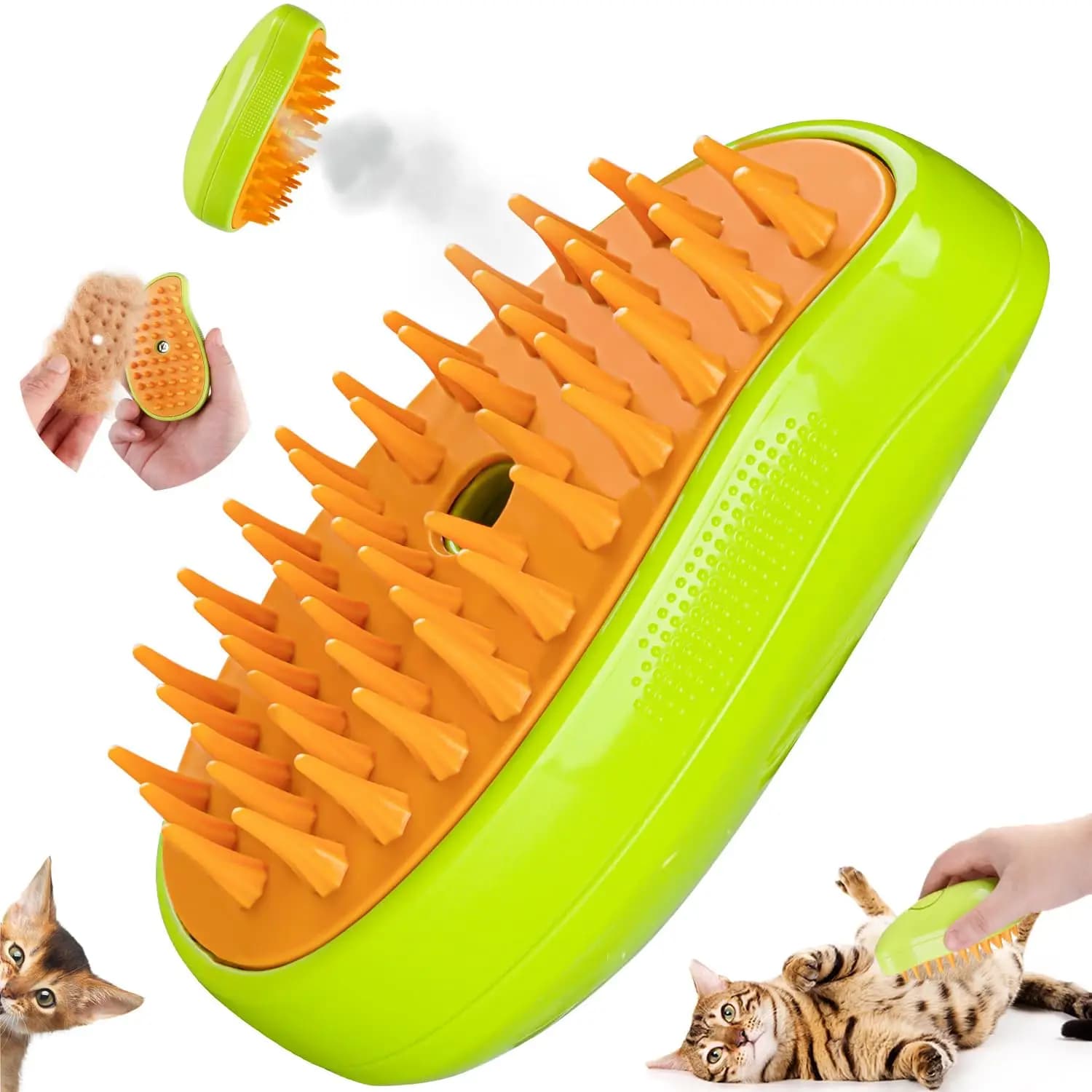 Spazzola a vapore per gatti Pettine per massaggio per cani vaporoso 3 in 1 Spray elettrico Pettine per toelettatura per animali domestici Silicone morbido Rimozione peli aggrovigliati e sciolti