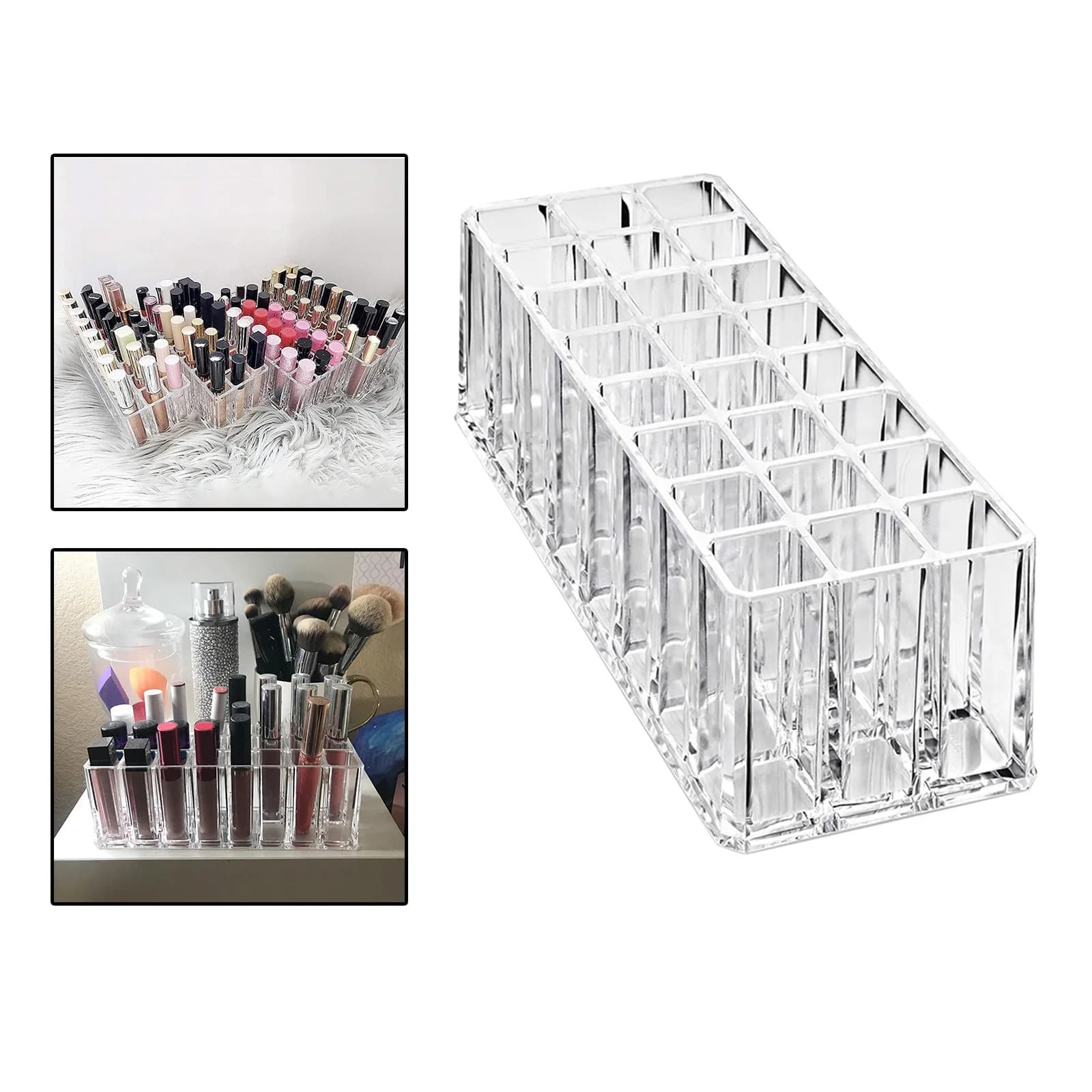 24 slot Organizzatore per trucco Porta rossetto Vetrina Trasparente Organizer per rossetto Porta pennelli per trucco Cassetto Vanity Bagno