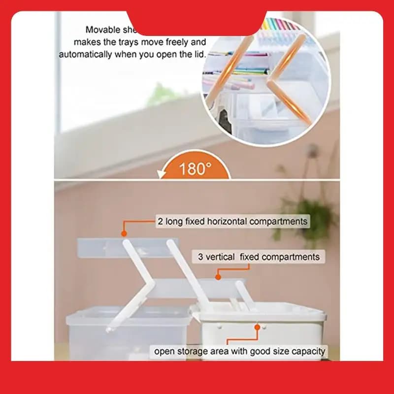 Organizer of craft storage boxes Organizer of 3 level fishing equipment Organizer of nail art with toolbox with handle
