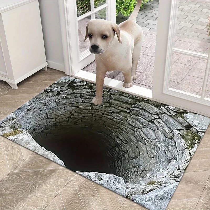 1pc Visual Illusion Endless Abyss Pattern Printed anti-slip mat, for bathroom, bedroom, living room, entrance, picnic, yoga