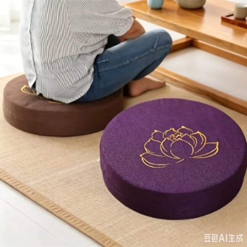 40x6CM Linen Yoga Meditation Cushion, Hard Lotus Texture Tatami Mat, Removable Washable Backrest Pillow for Meditation