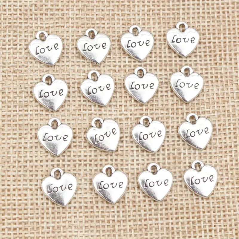 20pcs 11x10mm Argento Antico Placcato Del Cuore Fascini Del Pendente Fatti A Mano: FAI DA TE per il braccialetto collana