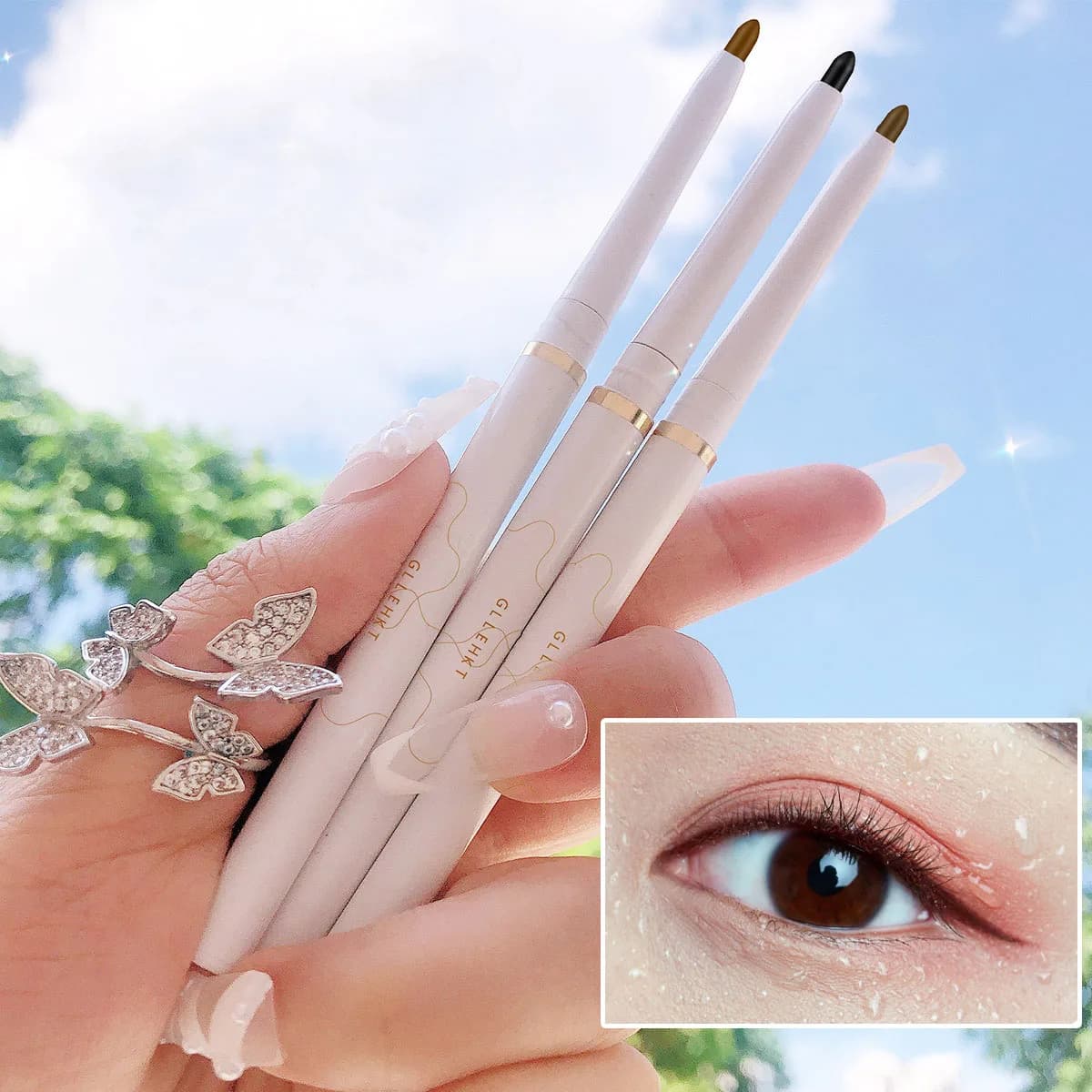 Matita gel per eyeliner ultrasottile marrone impermeabile Eyeliner liscio ad asciugatura rapida Penna per ciglia inferiori a lunga durata Cosmetici per trucco coreano