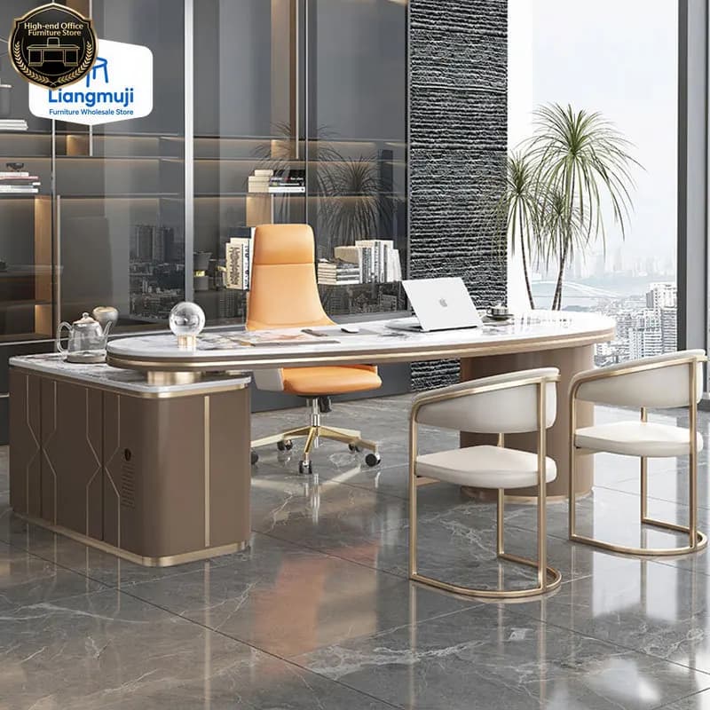 Scrivania Grande con Cassetti per Ufficio, Organizzatore da Scrivania a L, Scrivanie per Computer Moderne di Lusso, Mobili Mesa Para Computador