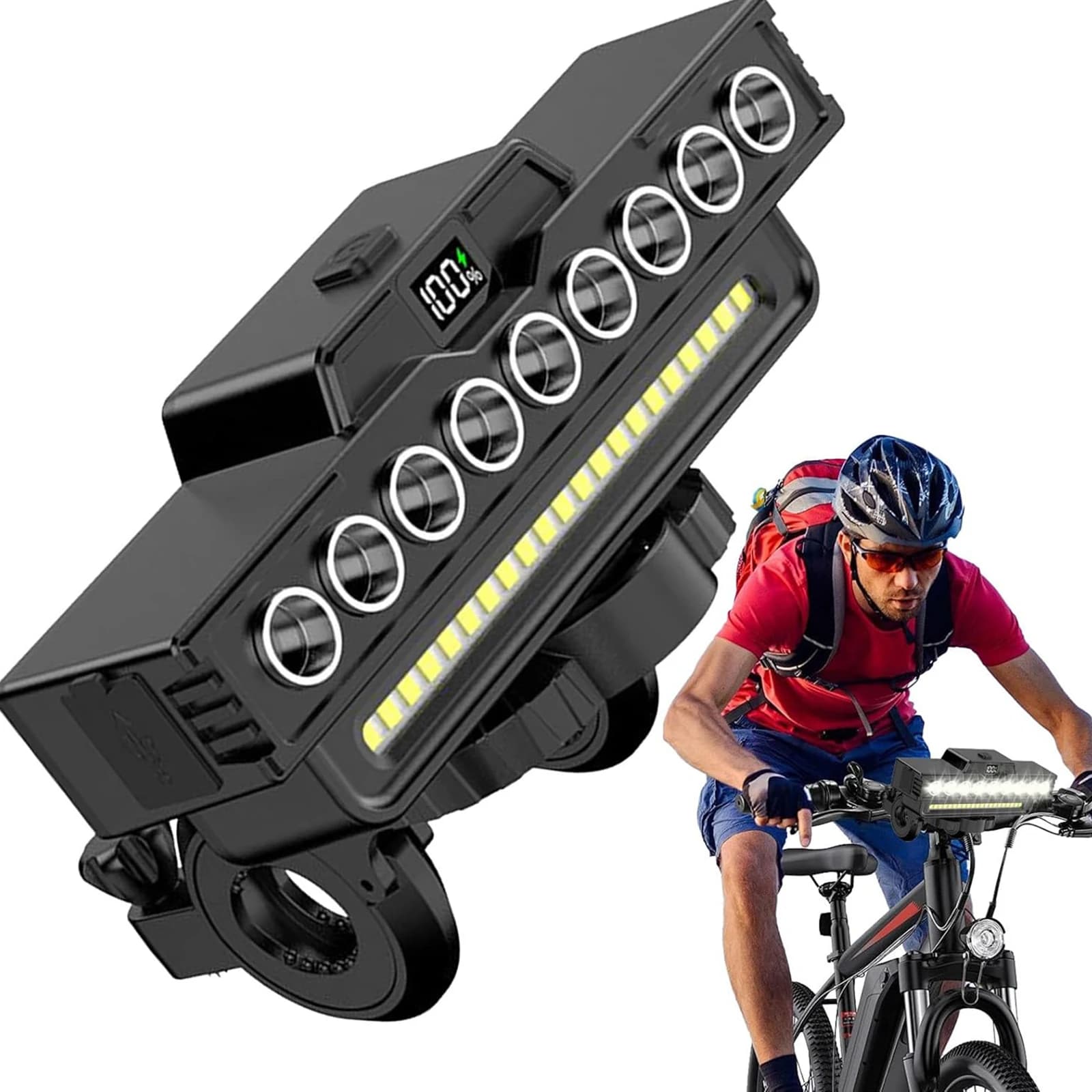9 LED Bicycle Light with Clacson, Waterproof Bike Light for Night Driving ( Nine Lamps)