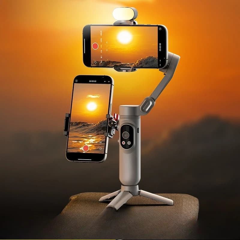 Stabilizzatore per telefono cellulare anti-vibrazione a tre assi, gimbal portatile, tiro dal vivo, selfie stick, treppiede, tracciamento del viso