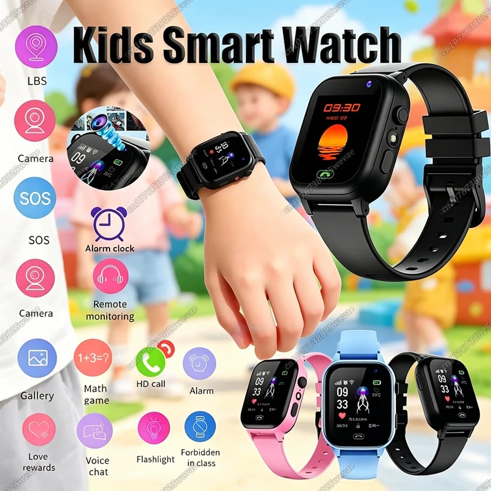 New 2026 Kids Smart Watch SOS Wifi GPS Location Video Call 4G Electronic Watch Card Camera Waterproof School For Boys Girls Gift