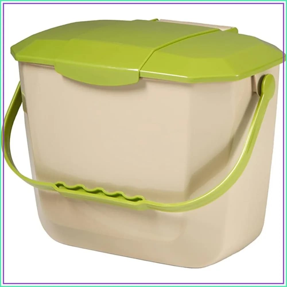 2 Gallon Kitchen Compost Bin – Countertop Food Waste Container with Ergonomic Handle, Easy Clean, Durable HDPE