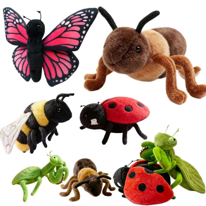 Peluche Serie Insetti 2026: Ape, Farfalla, Ragno, Coccinella - Giocattolo Morbido, Bambola di Peluche, Regalo Unico e Divertente, Decorazione
