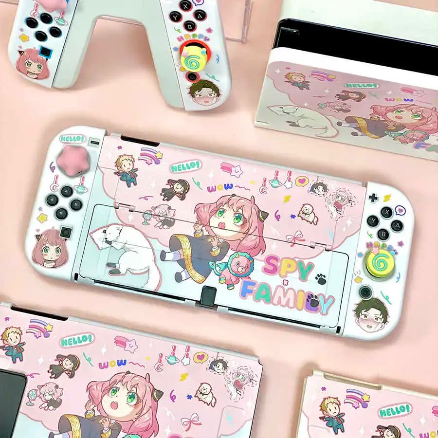 Custodia protettiva per interruttore Anime Anya Custodia OLDE divisa per dock inseribile per controller OLED Nintendo Switch Accessori per giochi Joy-Con