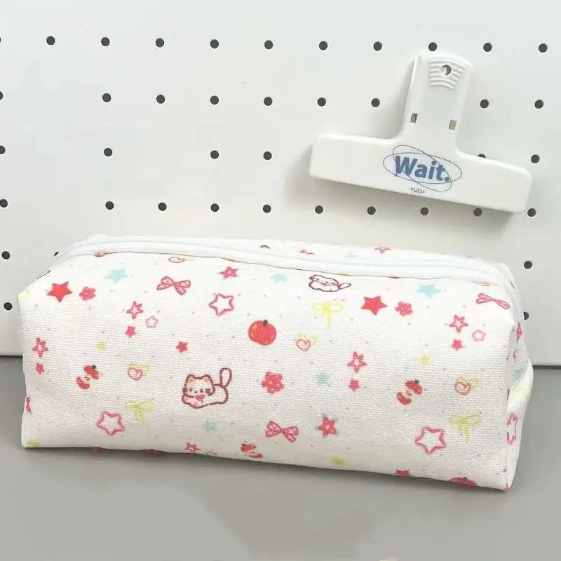 Astuccio per matite a forma di gatto dei cartoni animati, grande capacità, con grazioso fiocco, borsa portaoggetti multifunzionale per scuola, ufficio, cancelleria, regali per studenti