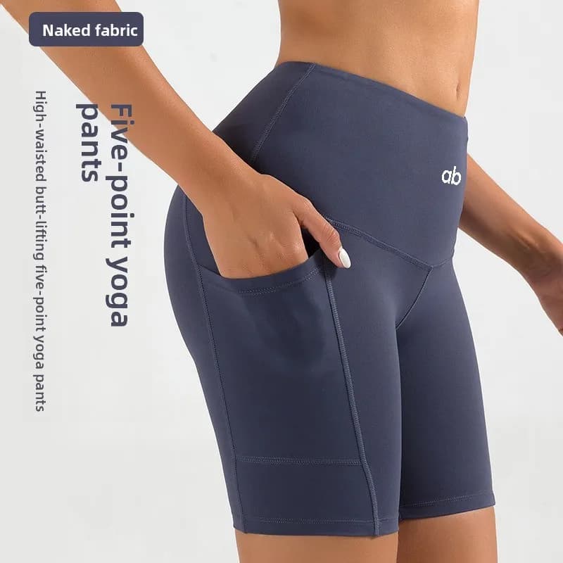Women High Waist 5 Inch Yoga Shorts with Pockets Butt Lifting Quick Dry Soft Gym Workout Cycling Sports Pants
