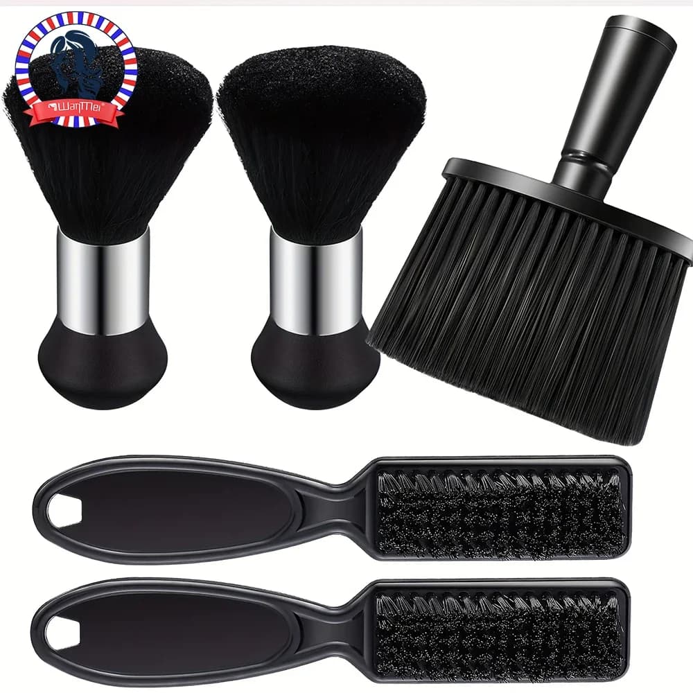 Set di spazzole per la rimozione della polvere del collo per tagliacapelli professionale da 5 pezzi, strumento per lo styling dei capelli con setole, manico in ABS, prodotti per la pulizia del tipo di capelli