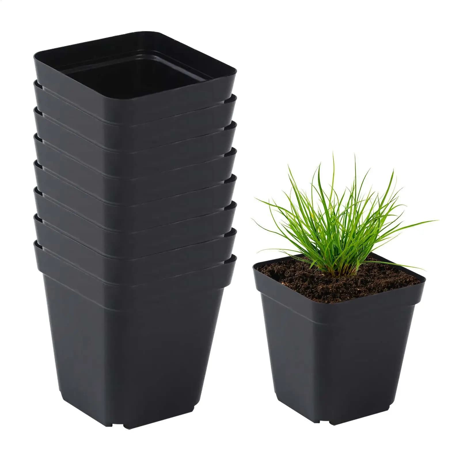 Vasi Quadrati per Semina - Set di 50 Contenitori Riutilizzabili in Plastica per Piante e Fiori, Kit da Giardinaggio per Frutta e Vivaio