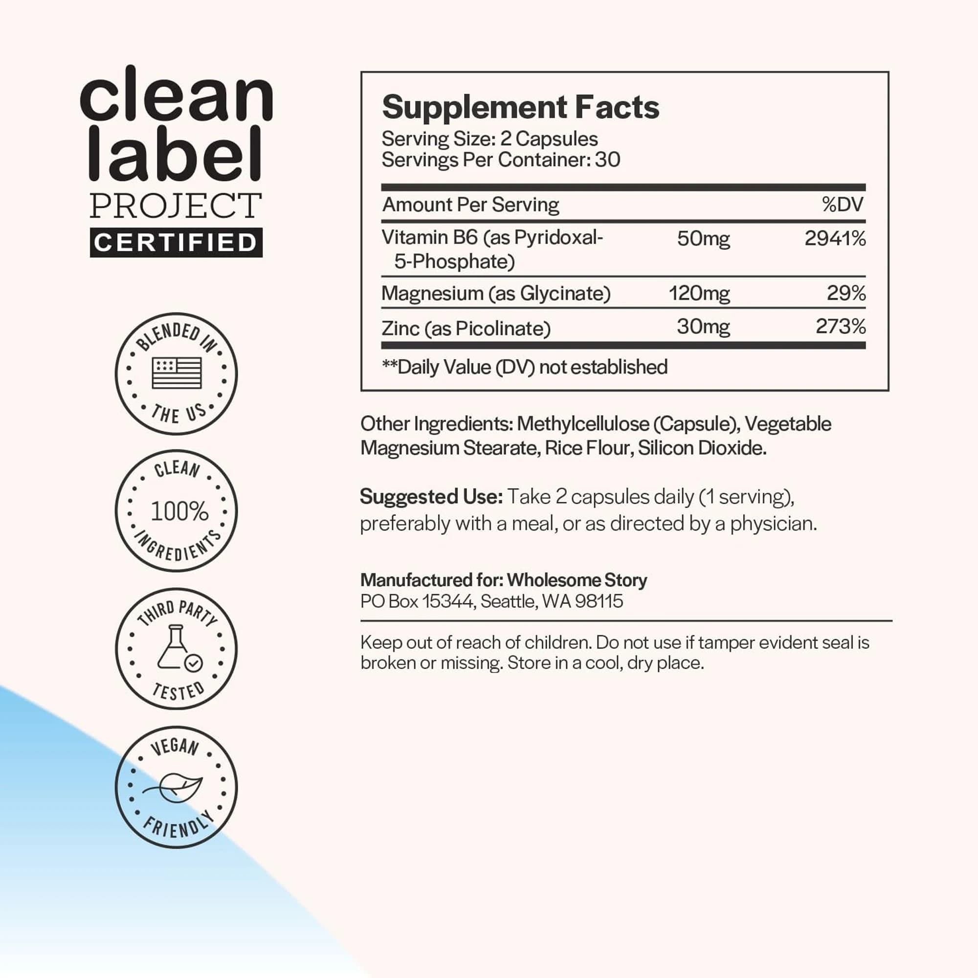 Magnesium Glycinate, Vitamin B6, Zinc Picolinate Supplements - Sleep & Energy, Supports Respiratory Health, Non-gmo