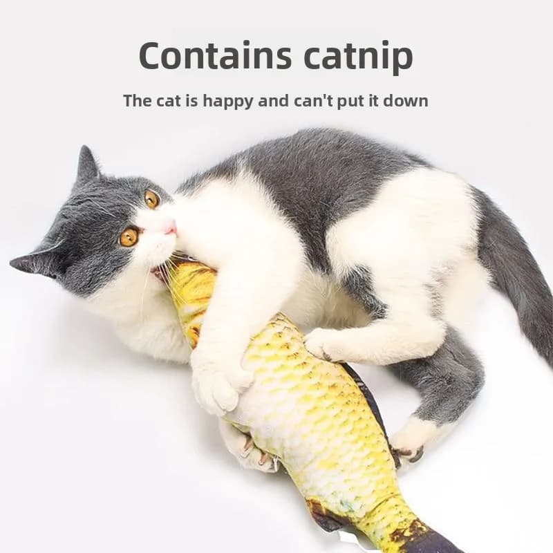 Peluche Erba Gatta Pesce Giocattolo Interattivo Squeaky Masticabile Giocattolo per Animali Domestici Simulazione Pesce con Menta per Gatti Sollievo dal Noia Sicuro Non Tossico Mate