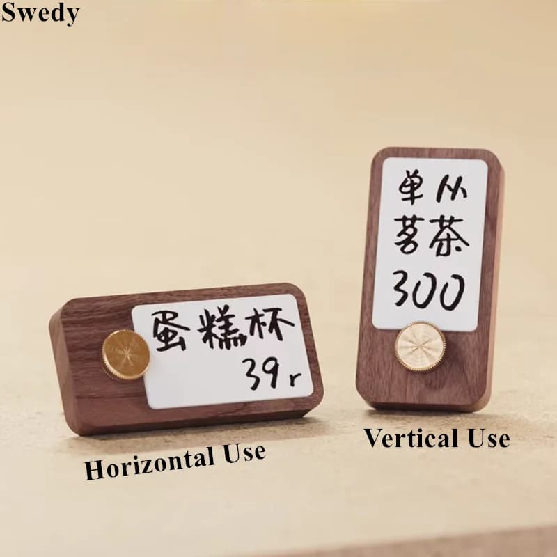 65x30mm Piccolo menu in legno di noce Supporto per cartello Mini biglietto da visita Cartellini dei prezzi Torta alimentare Pane Prezzo Porta etichette Supporto