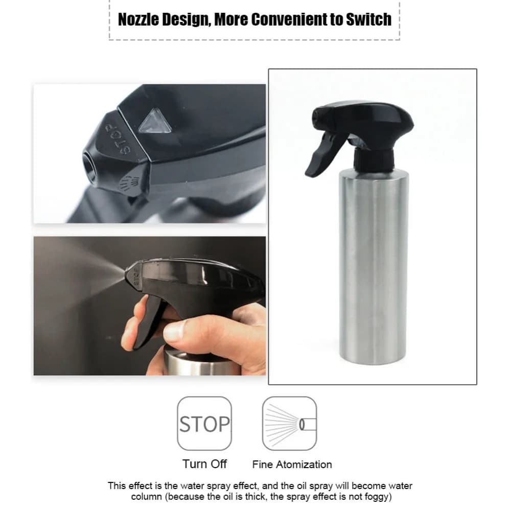 Spruzzatore d'Olio in Acciaio Inox 304 da 350 ML, Dispenser d'Olio Durevole, Bottiglia Spray per Olio d'Oliva con Chiusura Ermetica, per Friggitrice ad Aria