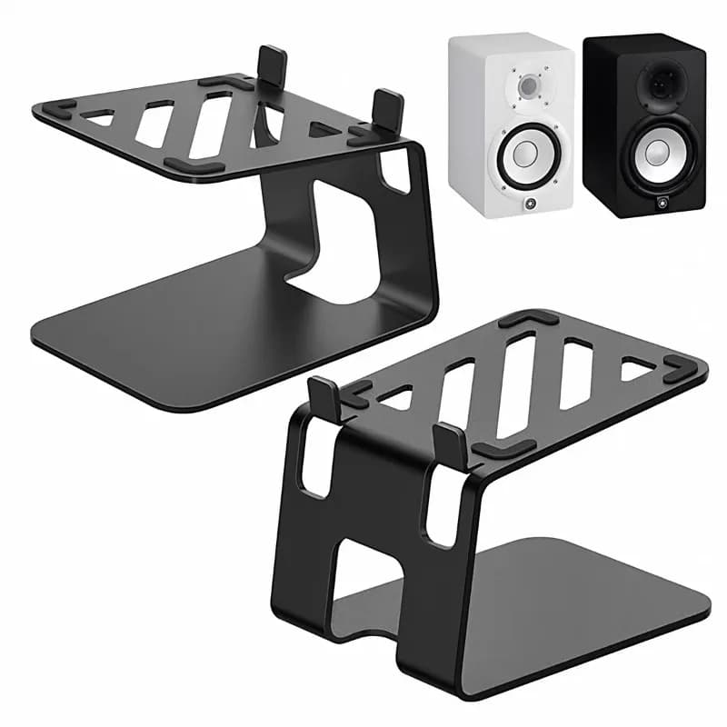Adjustable Desktop Speaker Stands Mounts with Base for Studio Monitor Bookshelf Speakers Isolation Pads