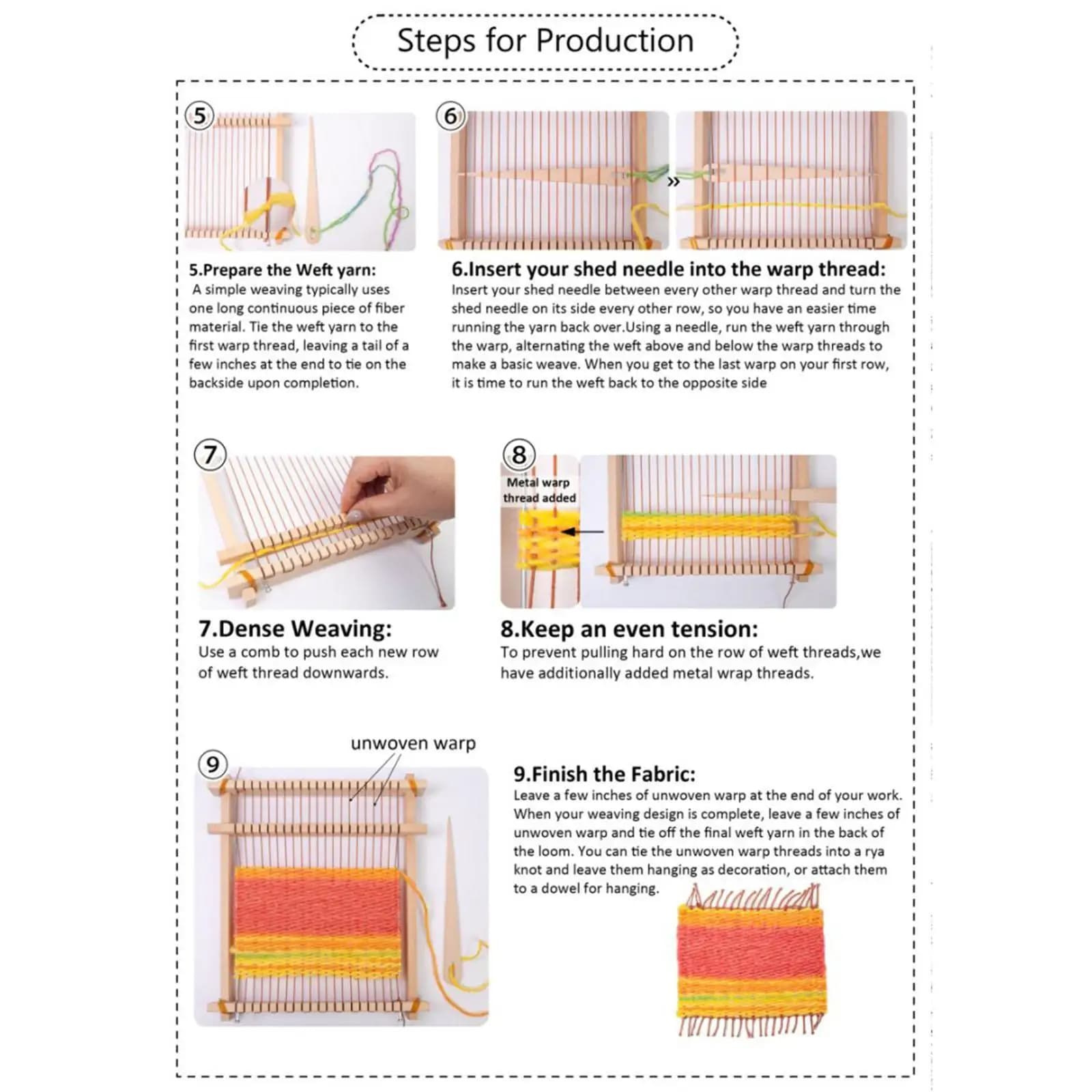 Small Weaving Loom with Crochet Knitting Tools 24x 28 cm Tapestry Loom for DIY Crafts Blanket