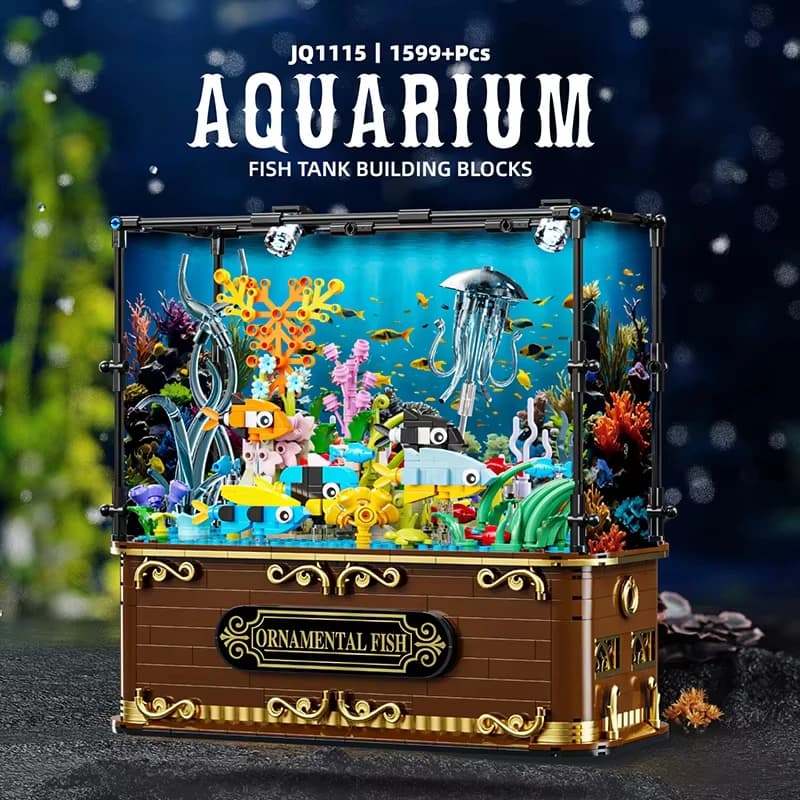 Set da costruzione per acquario con barriera corallina da 1599 pezzi – Modello di acquario marino con luce LED, giocattoli decorativi fai-da-te da scrivania, regali per bambini