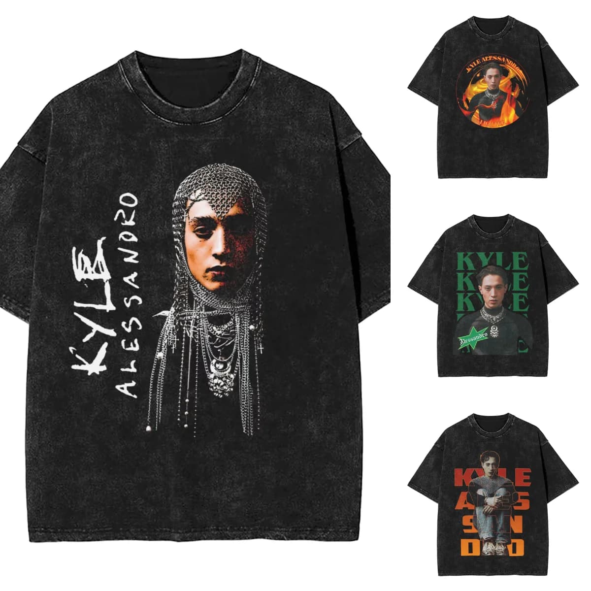 Kyle Alessandro T-Shirt for Men Singer 90s Leisure 100% Cotton Tee Shirt Round Collar Short Sleeve T Shirt Plus Size Clothes