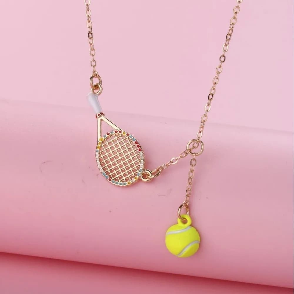 Jewelry Gifts Openwork Design Tennis Racket Necklace Tarnish Free Waterproof Racket Pendant Necklace Sport Necklace For Women