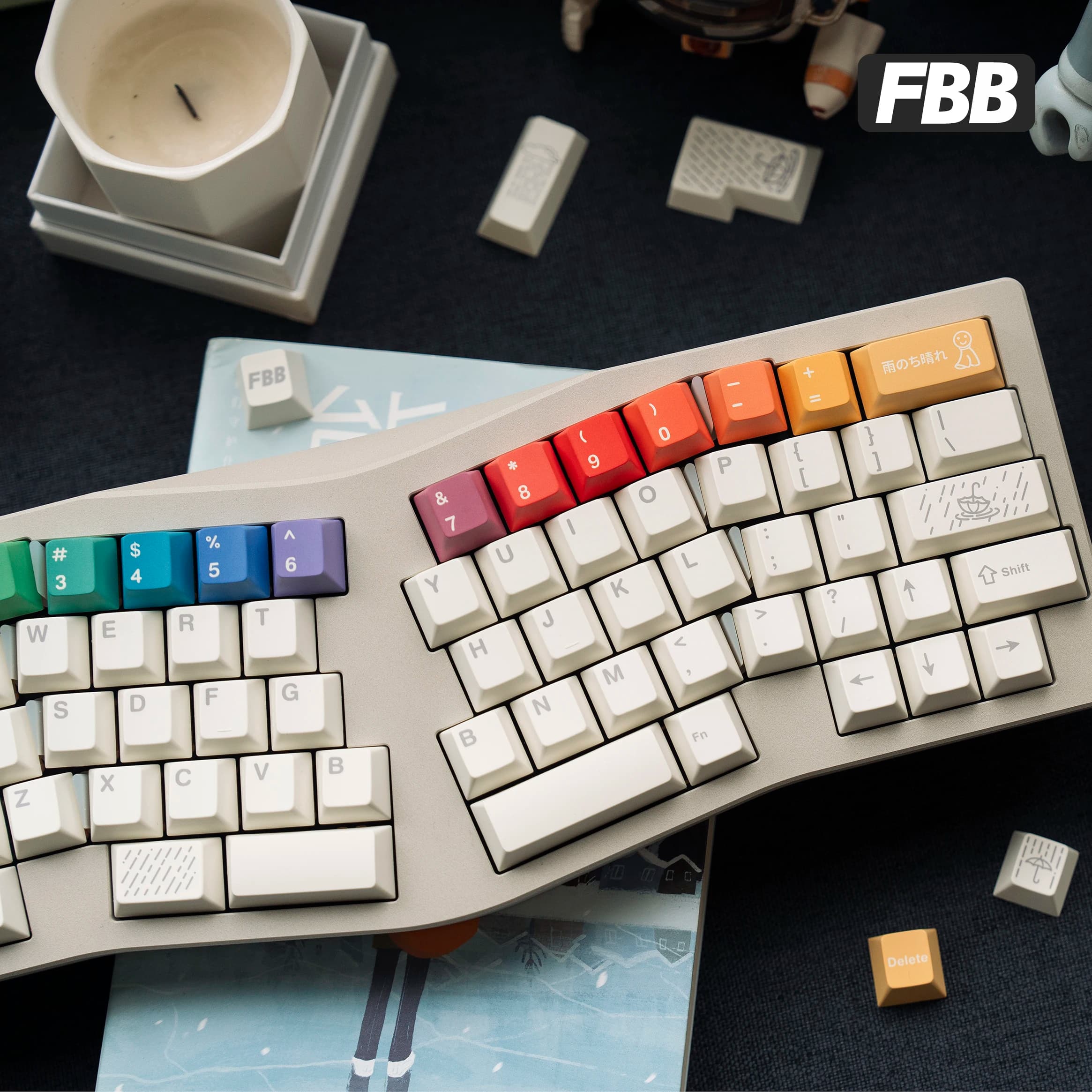 Copritasti FBB Arcobaleno Cherry Profilo PBT Copritasto per Cherry MX Switch Tastiera meccanica Keycap Personalizzato FAI DA TE Spessore 1,7 mm