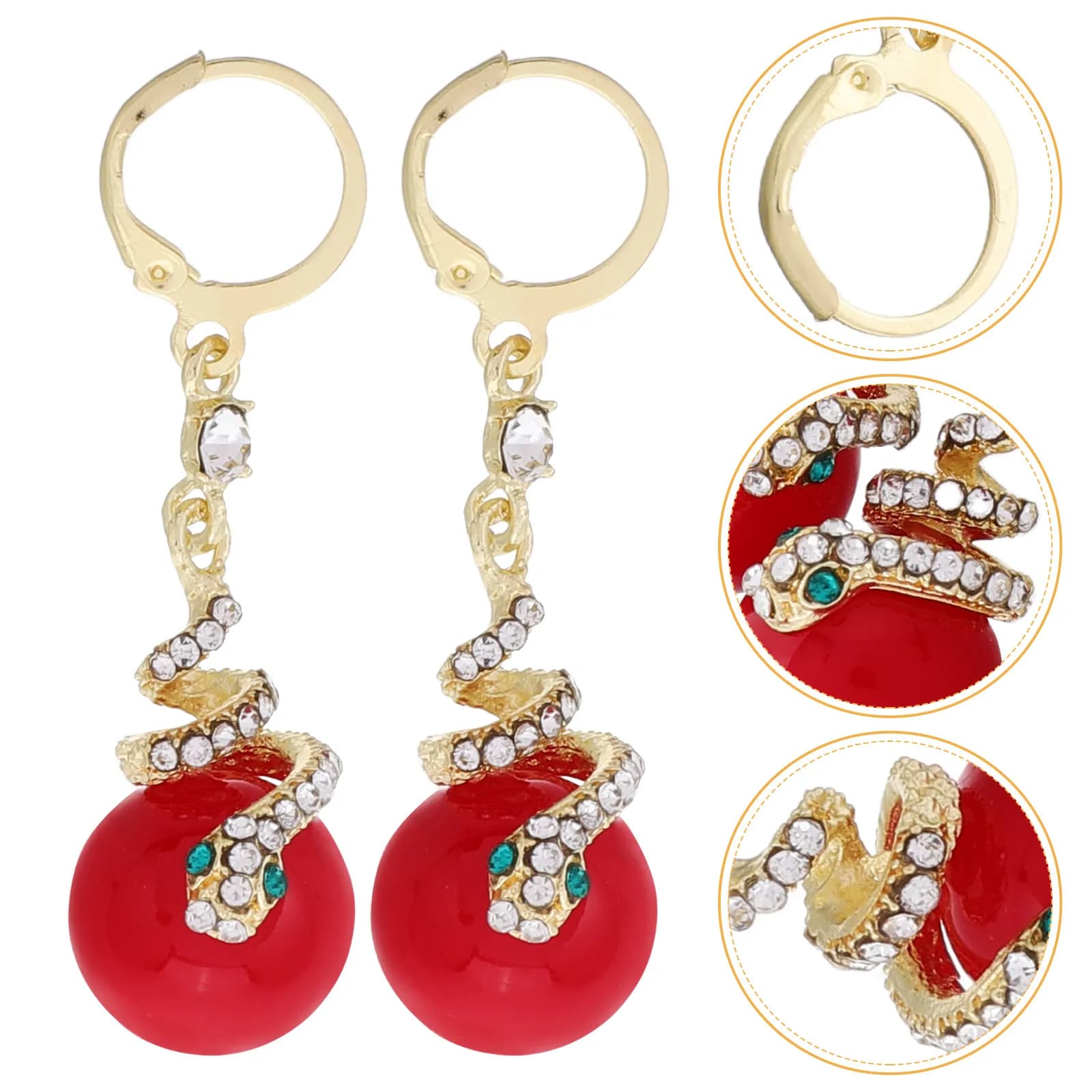 1 Pair Vintage Chinese Style Snake Hoop Earrings Elegant Dangle Earrings for Year Celebrations Women Jewelry Earring