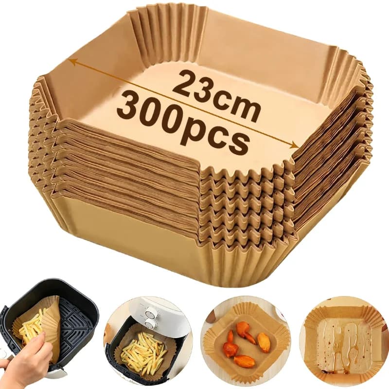 50-300 pieces of air fryer oven paper for barbecue plate, round oven pan pad, 16-23 cm, oil proof disposable paper coating for air fryer