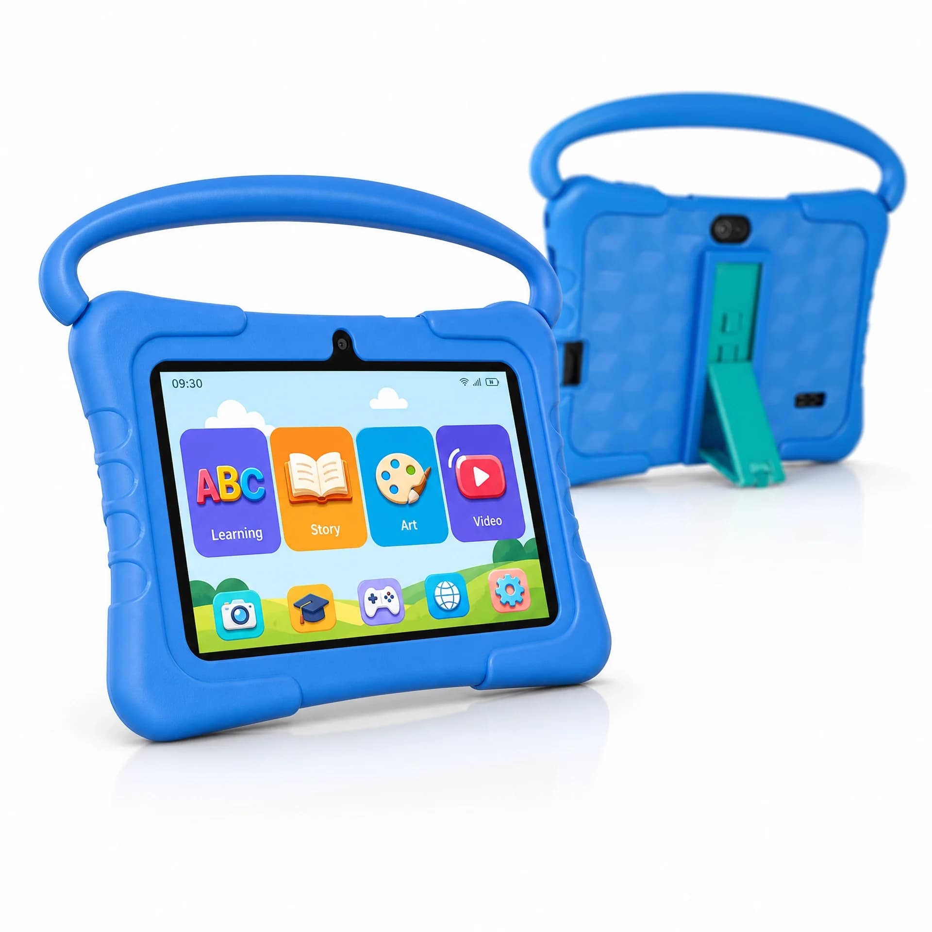 Tablet per Bambini ATMPC Android 14 da 7 Pollici, Tablet Quad-Core per Bambini con Custodia Antiurto e Schermo per la Protezione degli Occhi, WiFi Certificato GMS