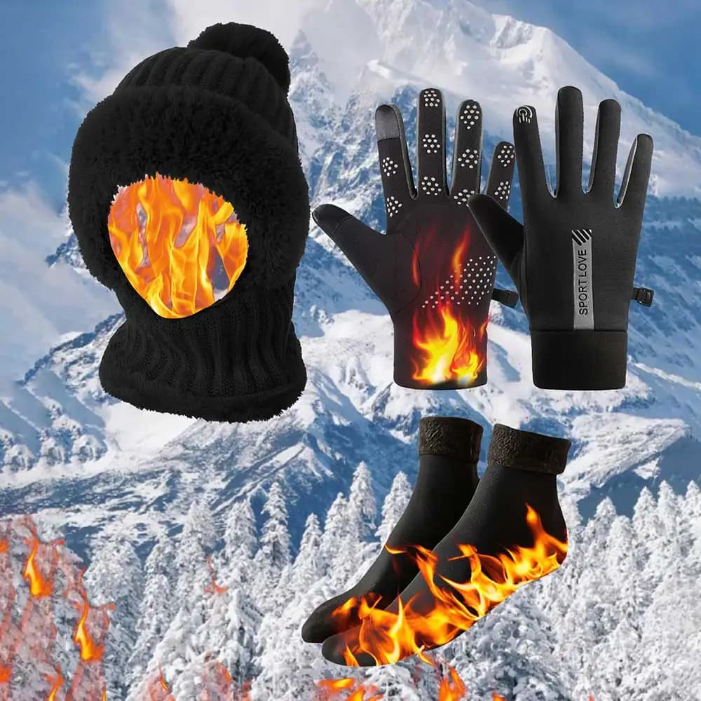 Gloves and socks integrated from 5 pieces/set thick windproof suitable for outdoor sports cycling ski autumn decoration