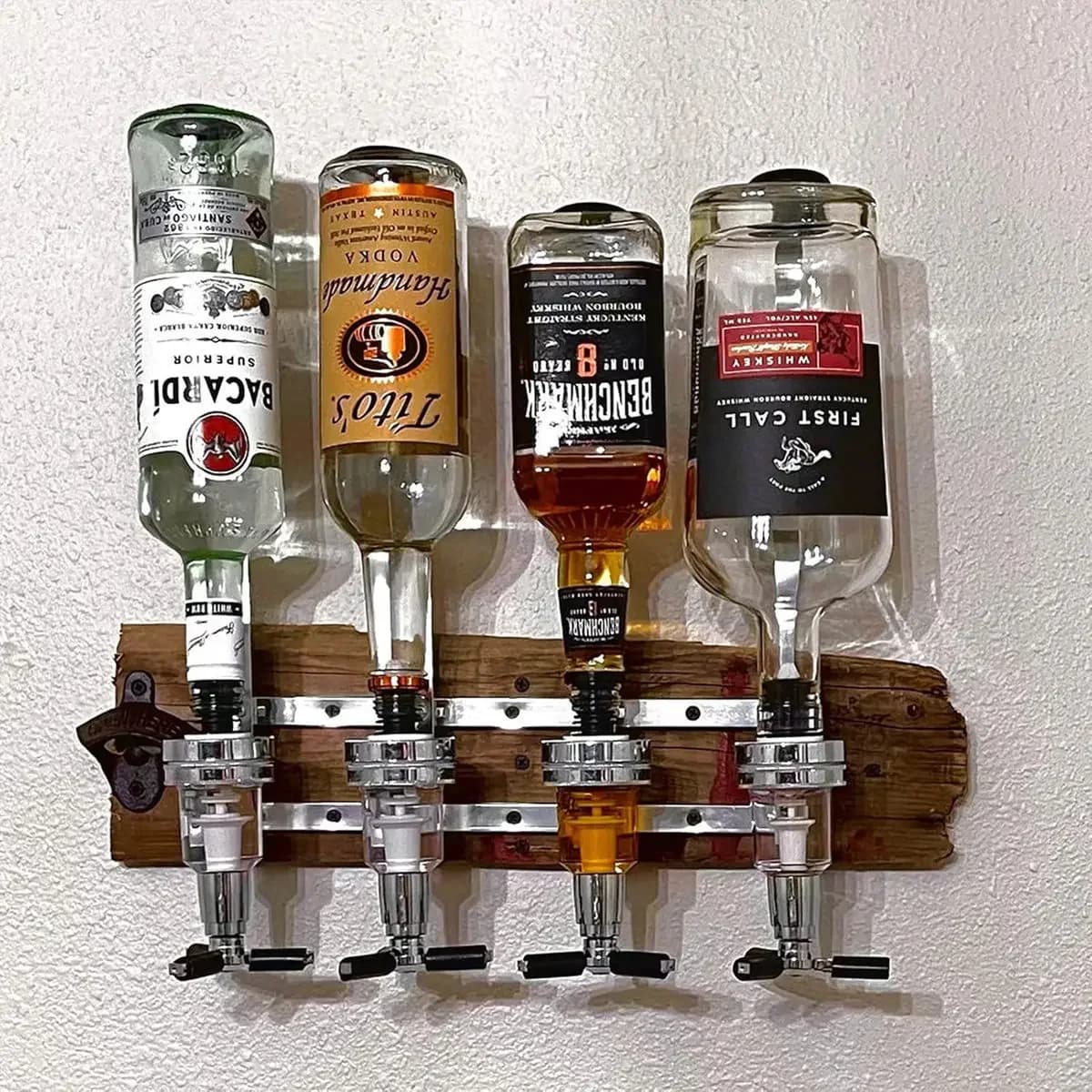 1-6 Bottle Alcohol Liquor Dispenser, Wall&Rotating Mounted Cocktail Shaker Stand Whisky Wine Beer Alcohol Bar Beverage Dispenser