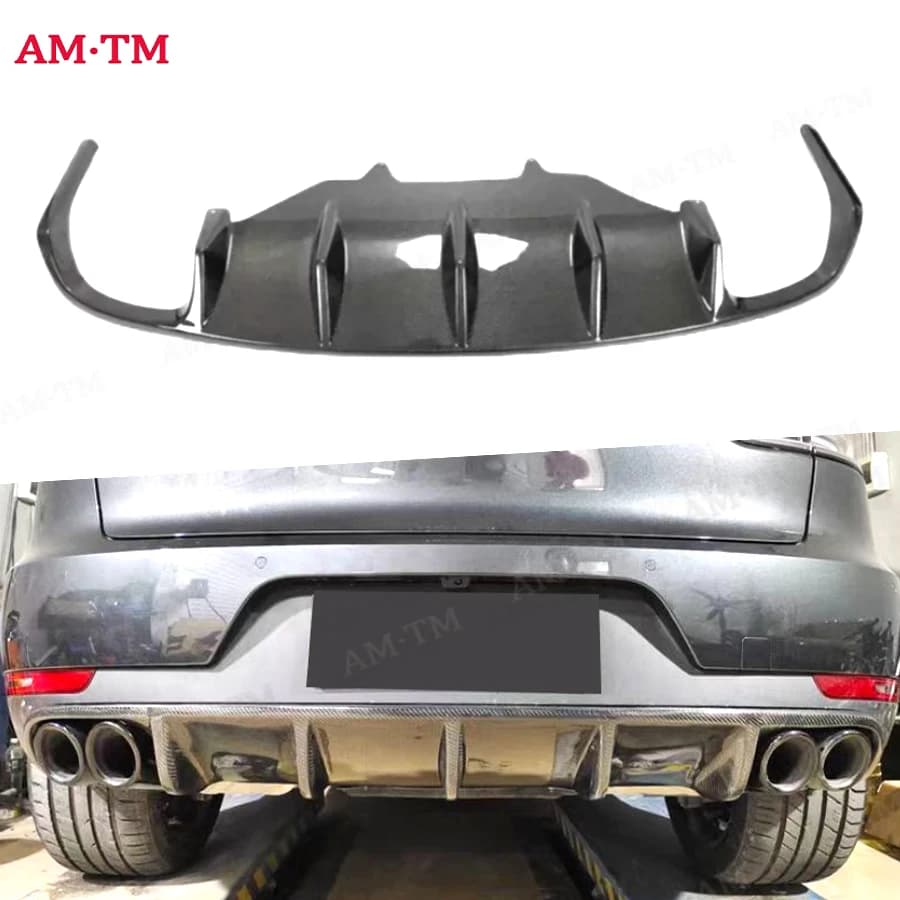 Carbon Fiber For Porsche Macan Turbo GTS Base 2014 - 2020 Car Rear Bumper Lip Diffuser Spoiler Parts Car Accessories Body kit