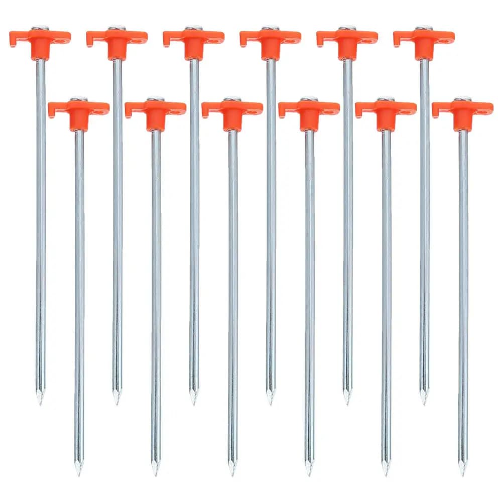 12 Pezzi Picchetti per Tenda Resistenti al Vento in Acciaio, Accessori da Campeggio per Fissaggio Tende da Esterno e Tendoni, Picchetti da Roccia
