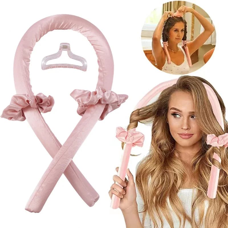 Heat-free curling rod band, natural lazy soft wave, DIY hair curlers, curling rod with hair claw clip, saloon styling tools